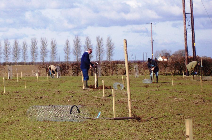 Team at tree planting - 15 March 2010- with the whole team plus support from Hattens Farm Nurseries we managed to get a good day's planting done
