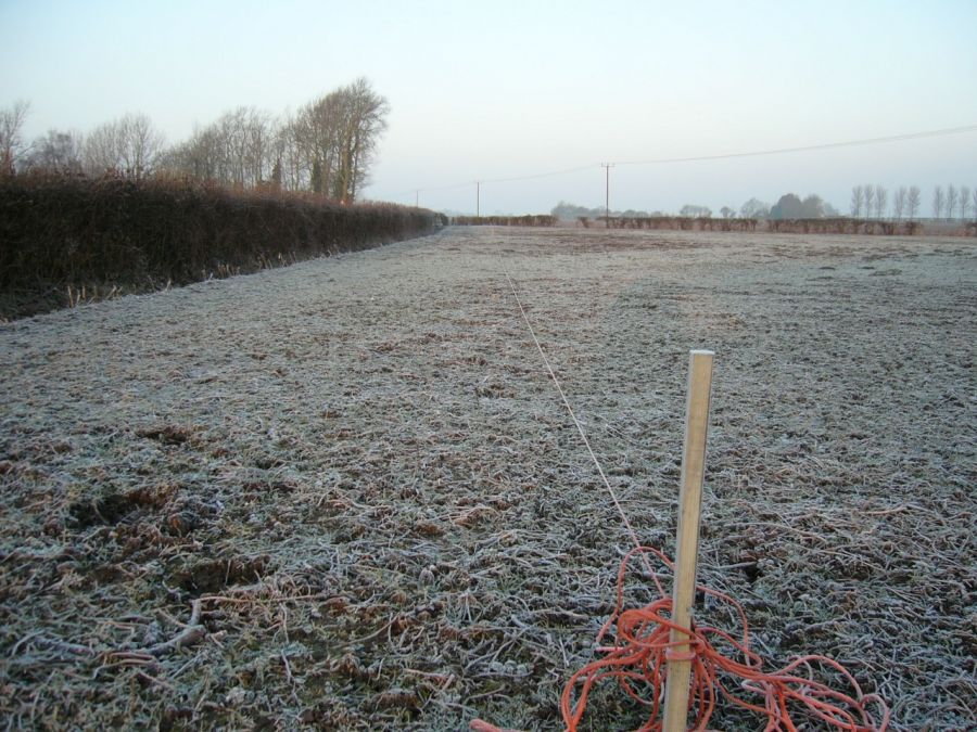 Planting grid - On a frosty spring morning work started on laying out the planting grid on the ground from the planting plan prepared over the winter