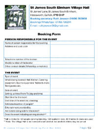 Village Hall Users Document : Booking Form Updated
